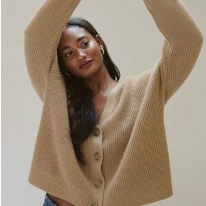 Jenni Kayne Cropped Cocoon Cardigan Sweater in Camel